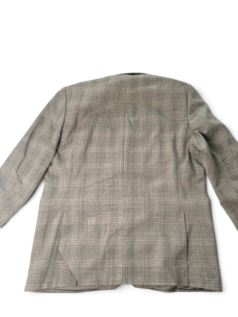 Calvin Klein Men’s Blazer 44R Gray Plaid Wool Linen Blend Sport Coat - Picture 9 of 10